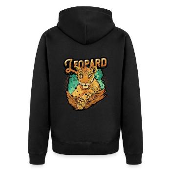 Leopard Lover Leopard Print - Unisex Premium Bio Zip Hoodie - Schwarz - Hinten - Nico (187cm)