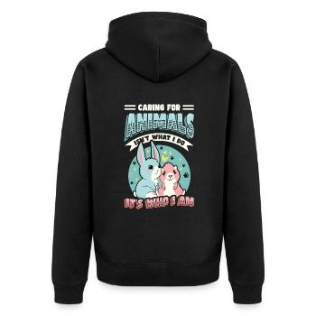 Caring for animals - animal shelter, animal lovers - Unisex Premium Organic Zip Hoodie - black - Back - Nico (187cm)