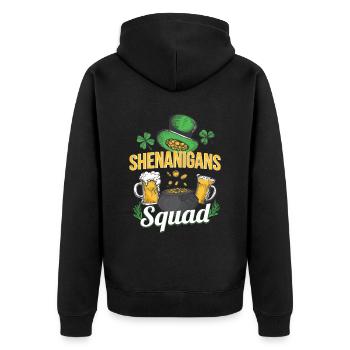 Shananigans Squad St Patricks Day Irland - Unisex Premium Bio Zip Hoodie - Schwarz - Hinten - Nico (187cm)