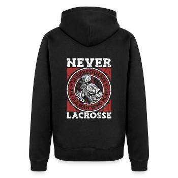 Never Underestimate An Old Man Who Plays Lacrosse - Unisex Premium Organic Zip Hoodie - black - Back - Nico (187cm)