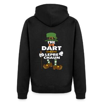 The Dart Leprechaun St Patrick's Day - Unisex Premium Organic Zip Hoodie - black - Back - Nico (187cm)