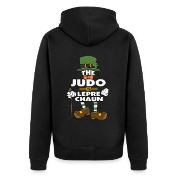 The Judo Leprechaun St Patrick's Day - Unisex Premium Organic Zip Hoodie - black - Back - Nico (187cm)