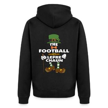 The Football Leprechaun St Patrick's Day - Unisex Premium Organic Zip Hoodie - black - Back - Nico (187cm)