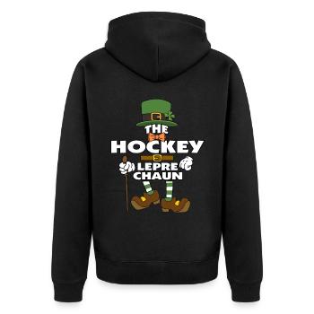 The Hockey Leprechaun St Patrick's Day - Unisex Premium Organic Zip Hoodie - black - Back - Nico (187cm)