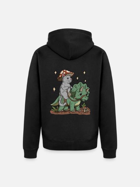 Cottagecore Katze - Unisex Premium Bio Zip Hoodie - Schwarz