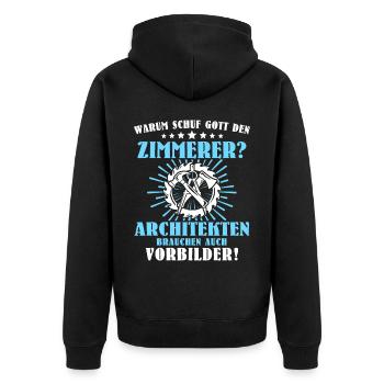 Zimmermann Gott Schuf Zimmerer - Unisex Premium Bio Zip Hoodie - Schwarz - Hinten - Nico (187cm)