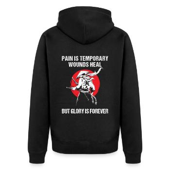 La douleur est des blessures temporaires guérit mais la gloire est éternelle - Veste à capuche bio Premium Unisexe - noir - Dos - Nico (187cm)