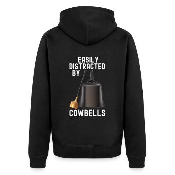 Cowbell More Cowbell-Vintager - Unisex Premium Organic Zip Hoodie - black - Back - Nico (187cm)