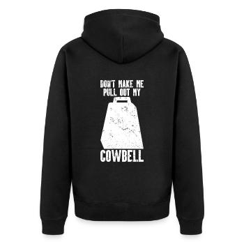 Cowbell More Cowbell-Vintager - Unisex Premium Organic Zip Hoodie - black - Back - Nico (187cm)