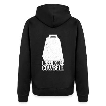 Cowbell More Cowbell-Vintager - Unisex Premium Organic Zip Hoodie - black - Back - Nico (187cm)