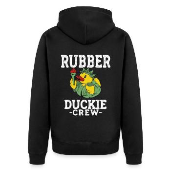 Gummiente Gelbe Ente Crew Badeenten Enten Enten - Unisex Premium Bio Zip Hoodie - Schwarz - Hinten - Nico (187cm)