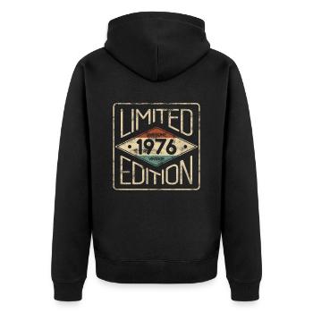 Limitierte Edition Awesome Vintage 1976 Geburtstag - Unisex Premium Bio Zip Hoodie - Schwarz - Hinten - Nico (187cm)