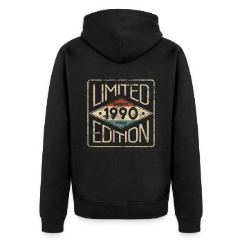 Limited Edition Awesome Vintage 1990 Birthday - Unisex Premium Organic Zip Hoodie - black - Back - Nico (187cm)