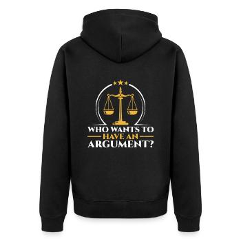 Wer Will Sich Streiten Argument Argumentieren - Unisex Premium Bio Zip Hoodie - Schwarz - Hinten - Nico (187cm)