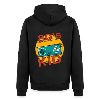 Gamer Kid Retro 80iger Jahre 80s 1980 - Unisex Premium Bio Zip Hoodie - Schwarz - Hinten - Nico (187cm)