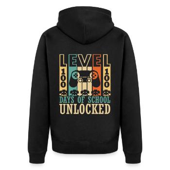 Level 100 Days of school unlocked Gamer - Unisex Premium Organic Zip Hoodie - black - Back - Nico (187cm)