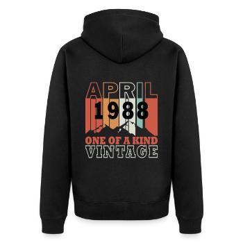 Né avril 1988 Millésime - Veste à capuche bio Premium Unisexe - noir - Dos - Nico (187cm)