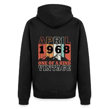 55. Geburtstag - Legenden wurden im April 1968 - Unisex Premium Bio Zip Hoodie - Schwarz - Hinten - Nico (187cm)