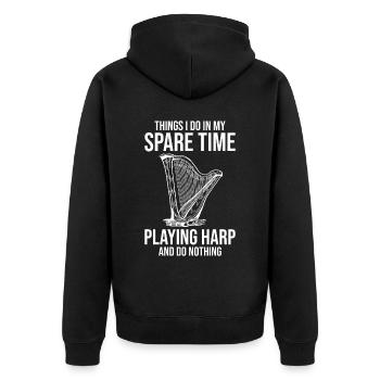 Harfenspieler Harfenist - Unisex Premium Bio Zip Hoodie - Schwarz - Hinten - Nico (187cm)