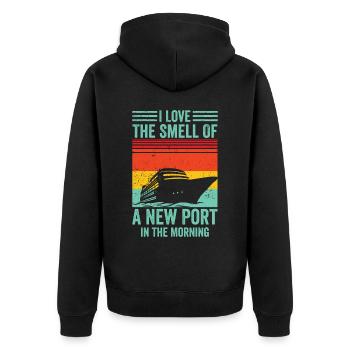 Funny Cruise Cruiser Cruise Ship Retro - Unisex Premium Organic Zip Hoodie - black - Back - Nico (187cm)