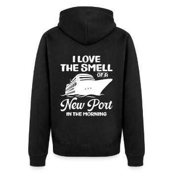 Funny Cruising Kreuzfahrtschiff Kreuzfahrtschiff - Unisex Premium Bio Zip Hoodie - Schwarz - Hinten - Nico (187cm)