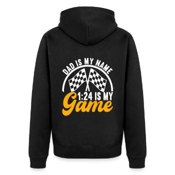 Slotcar Slotracing - Unisex Premium Bio Zip Hoodie - Schwarz - Hinten - Nico (187cm)