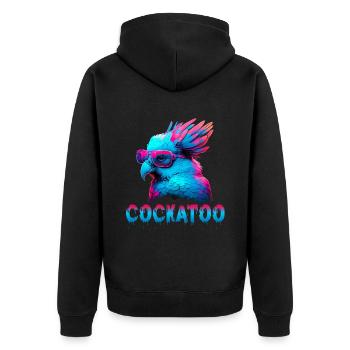 Cockatoo Kakadu mit Sonnenbrille 80s Style - Unisex Premium Bio Zip Hoodie - Schwarz - Hinten - Nico (187cm)