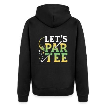 Lets Par, Tee Golfer, Funny Golf Club - Unisex Premium Organic Zip Hoodie - black - Back - Nico (187cm)