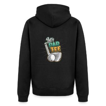 Lets Par, Tee Golfer, Funny Golf Club - Unisex Premium Organic Zip Hoodie - black - Back - Nico (187cm)