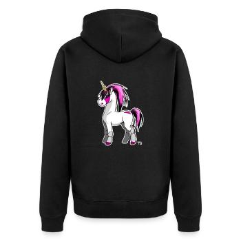 Kawaii Anime Pink Unicorn Horse - Veste à capuche bio Premium Unisexe - noir - Dos - Nico (187cm)