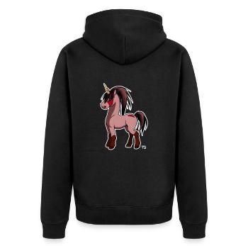 Kawaii Anime Einhorn Pferd - Unisex Premium Bio Zip Hoodie - Schwarz - Hinten - Nico (187cm)