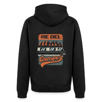 Camper | Camping | King of the Camper - Unisex Premium Organic Zip Hoodie - black - Back - Nico (187cm)