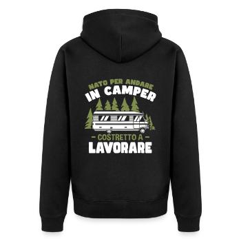 Né pour aller dans un camping-car | Campeur - Veste à capuche bio Premium Unisexe - noir - Dos - Nico (187cm)