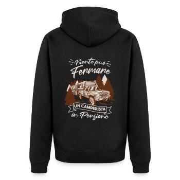Camper | Camping Inn | Campsite - Unisex Premium Organic Zip Hoodie - black - Back - Nico (187cm)