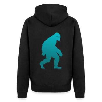 Bigfoot Sasquatch mit Sonnenbrille - Unisex Premium Bio Zip Hoodie - Schwarz - Hinten - Nico (187cm)