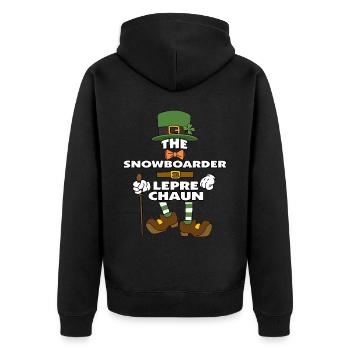 The Snowboarder Leprechaun St Patrick's Day - Unisex Premium Organic Zip Hoodie - black - Back - Nico (187cm)