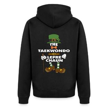 The Taekwondo Leprechaun St Patrick's Day - Unisex Premium Organic Zip Hoodie - black - Back - Nico (187cm)
