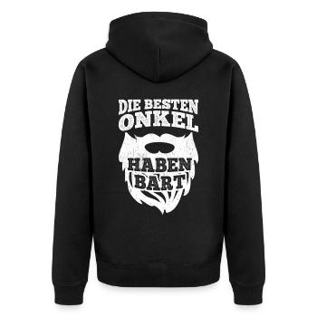 Die Besten Onkel Haben Bart Bartträger Nichte Neff - Unisex Premium Bio Zip Hoodie - Schwarz - Hinten - Nico (187cm)