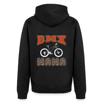 BMX Racing BMX Nana Bicycle Cycling Loves Cyclist - Unisex Premium Bio Zip Hoodie - Schwarz - Hinten - Nico (187cm)