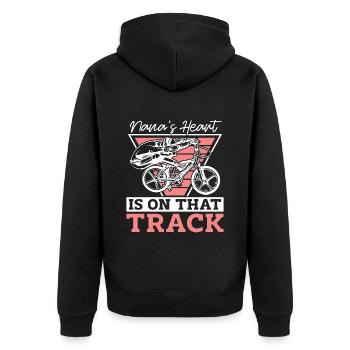 BMX Racing Nana's Heart Is On That Track Bicycle - Unisex Premium Organic Zip Hoodie - black - Back - Nico (187cm)
