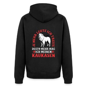 Owtscharka mehr mögen Kaukasischer Owtscharka - Unisex Premium Bio Zip Hoodie - Schwarz - Hinten - Nico (187cm)