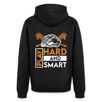 Lacrosse LAX Club Team Players Coaches Fans Coach - Unisex Premium Organic Zip Hoodie - black - Back - Nico (187cm)