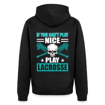 Lacrosse LAX Club Team Players Coaches Fans Coach - Unisex Premium Organic Zip Hoodie - black - Back - Nico (187cm)