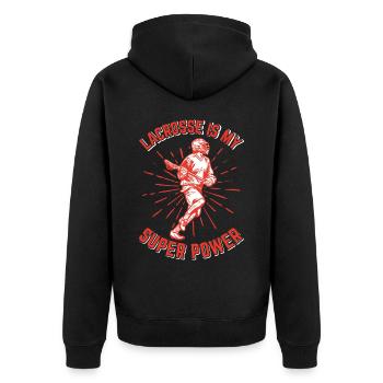 Lacrosse LAX Club Team Players Coaches Fans Coach - Unisex Premium Organic Zip Hoodie - black - Back - Nico (187cm)