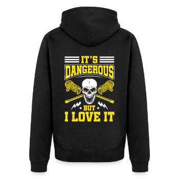 Lacrosse LAX Club Team Players Coaches Fans Coach - Unisex Premium Organic Zip Hoodie - black - Back - Nico (187cm)