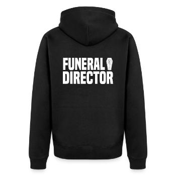 Bestatter Beerdigung - Unisex Premium Bio Zip Hoodie - Schwarz - Hinten - Nico (187cm)