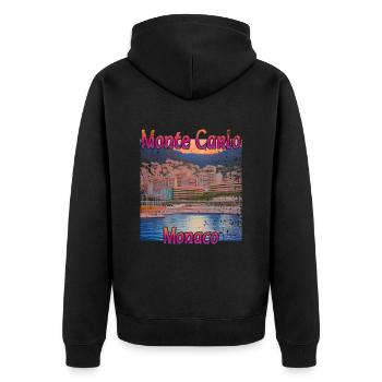 Monte Carlo Sunset - Unisex Premium Organic Zip Hoodie - black - Back - Nico (187cm)