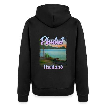 Phuket Sonnenuntergang in Thailand - Unisex Premium Bio Zip Hoodie - Schwarz - Hinten - Nico (187cm)