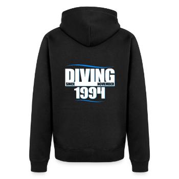 Taucher Geburtstag - Diving since November 1994 - Unisex Premium Bio Zip Hoodie - Schwarz - Hinten - Nico (187cm)