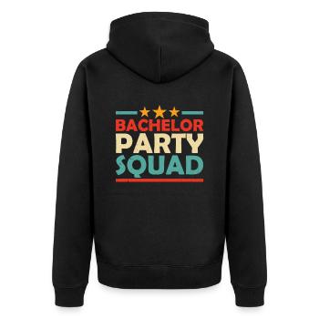 Junggesellenabschied Squad Junggeselle Braut - Unisex Premium Bio Zip Hoodie - Schwarz - Hinten - Nico (187cm)